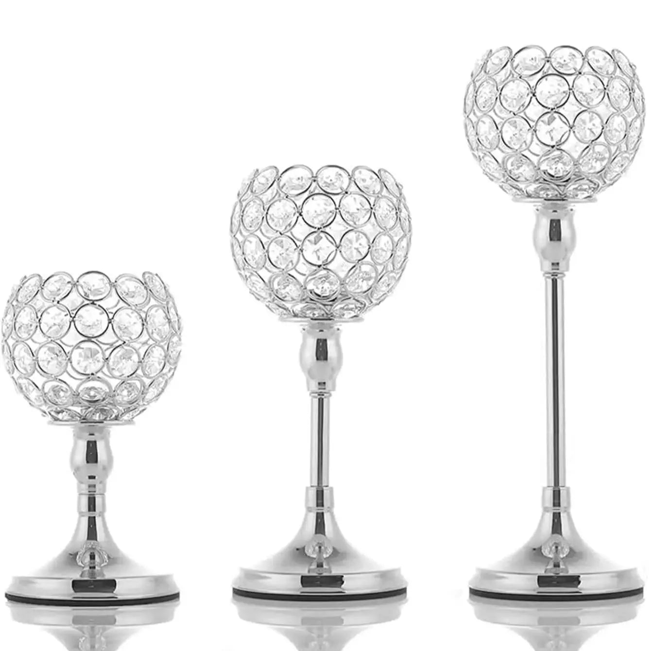 Crystal candlesticks for centerpieces, 3-size lamp candlesticks for Christmas, parties, holidays, and home decor